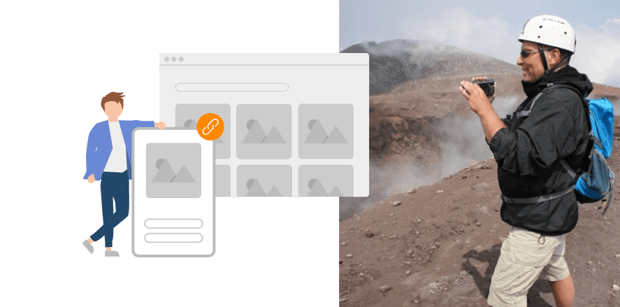 HiDrive gebruiker Thomas Tendick maakt foto's op een vulkaan