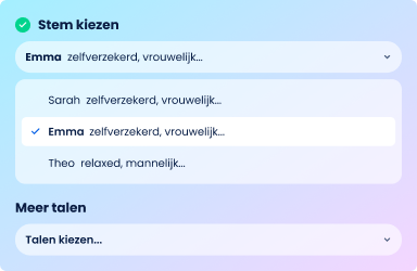 Illustratie van keuzemenu met verschillende stemmen van de AI-assistent