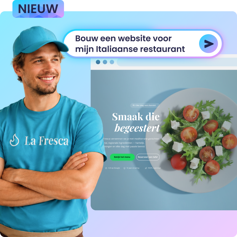 Trotse restauranteigenaar met zijn website