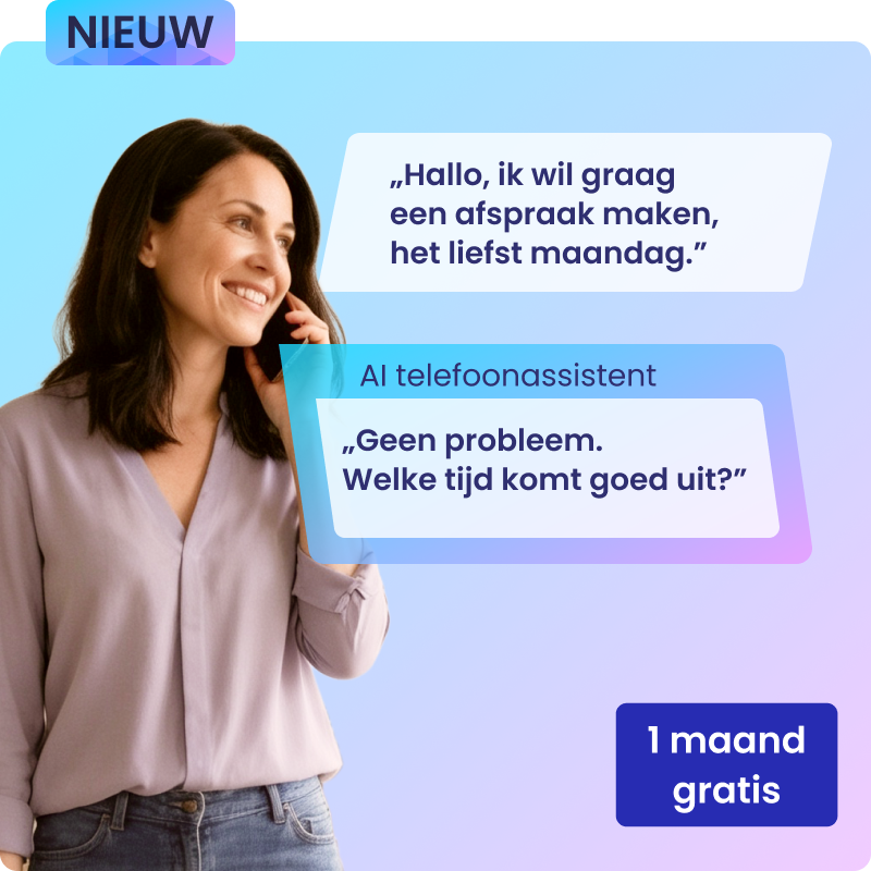 Vrouw telefoneert met de AI telefoonassistent