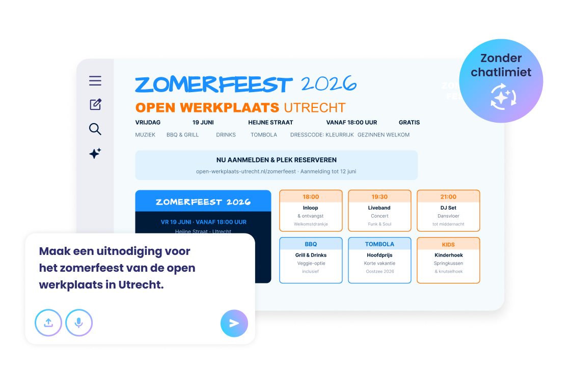 Promptvenster en resultaat: ontwerp van uitnodiging