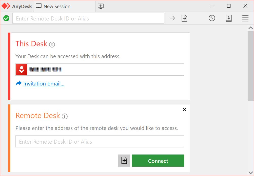 Screenshot van de software AnyDesk