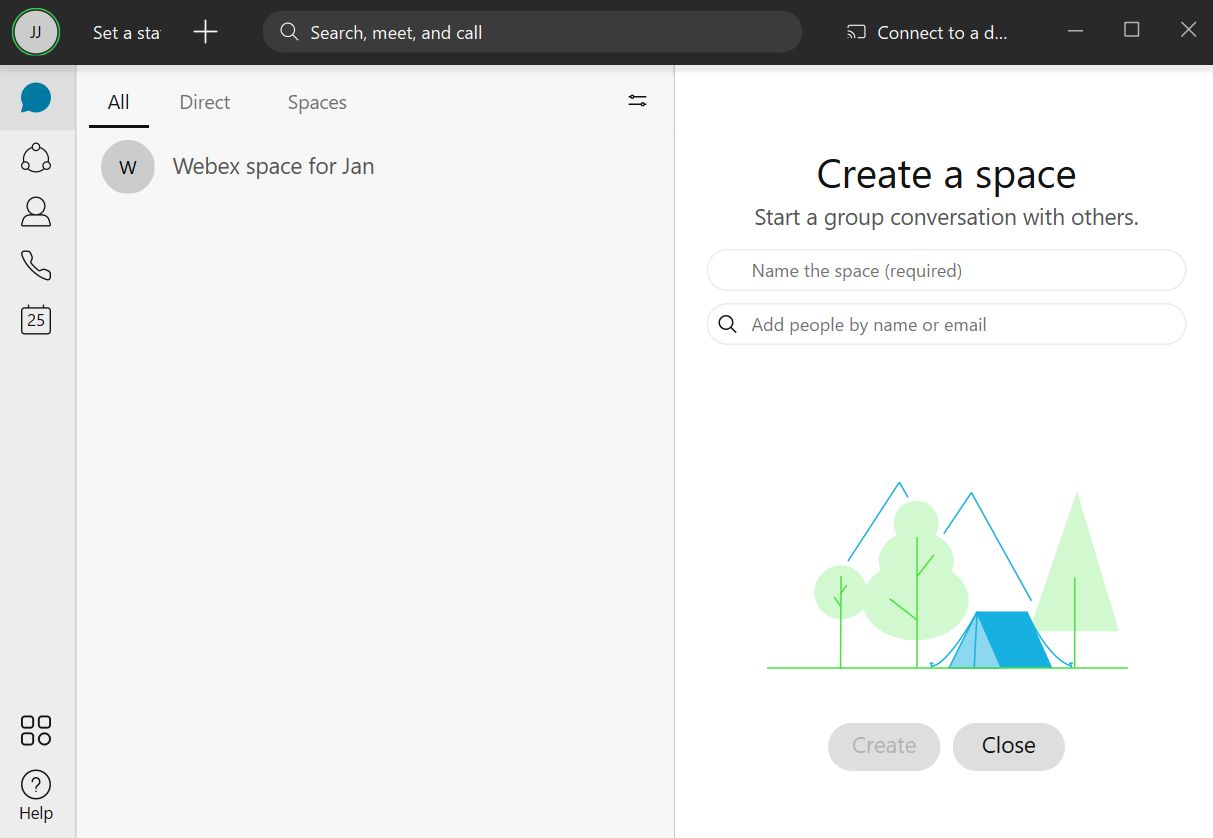Screenshot van de software WebEx Meetings