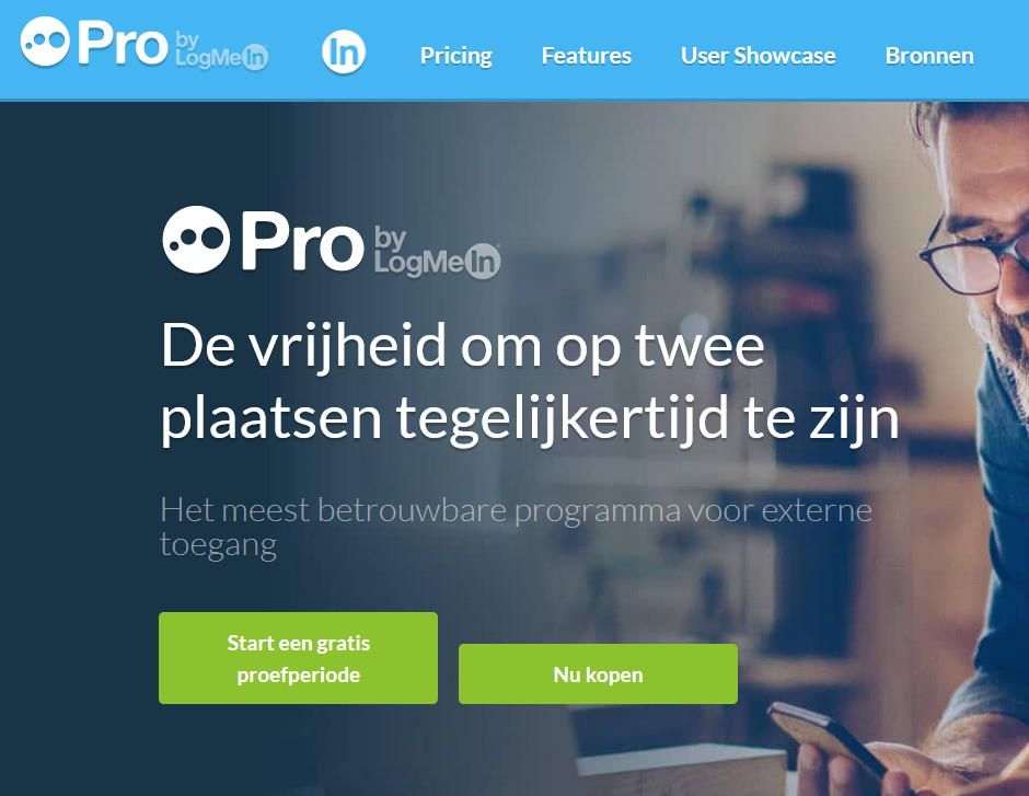 Screenshot van de software LogMeIn Pro