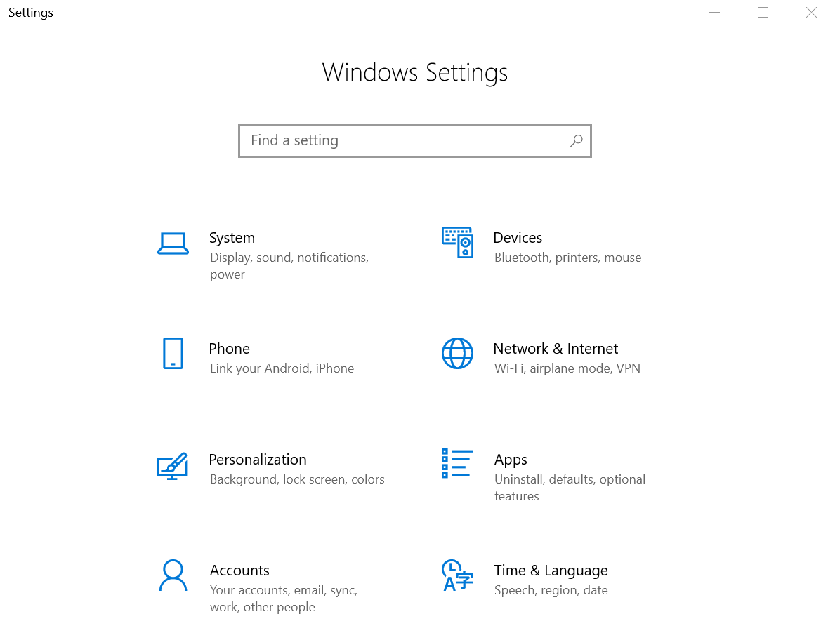 Windows 10 instellingen