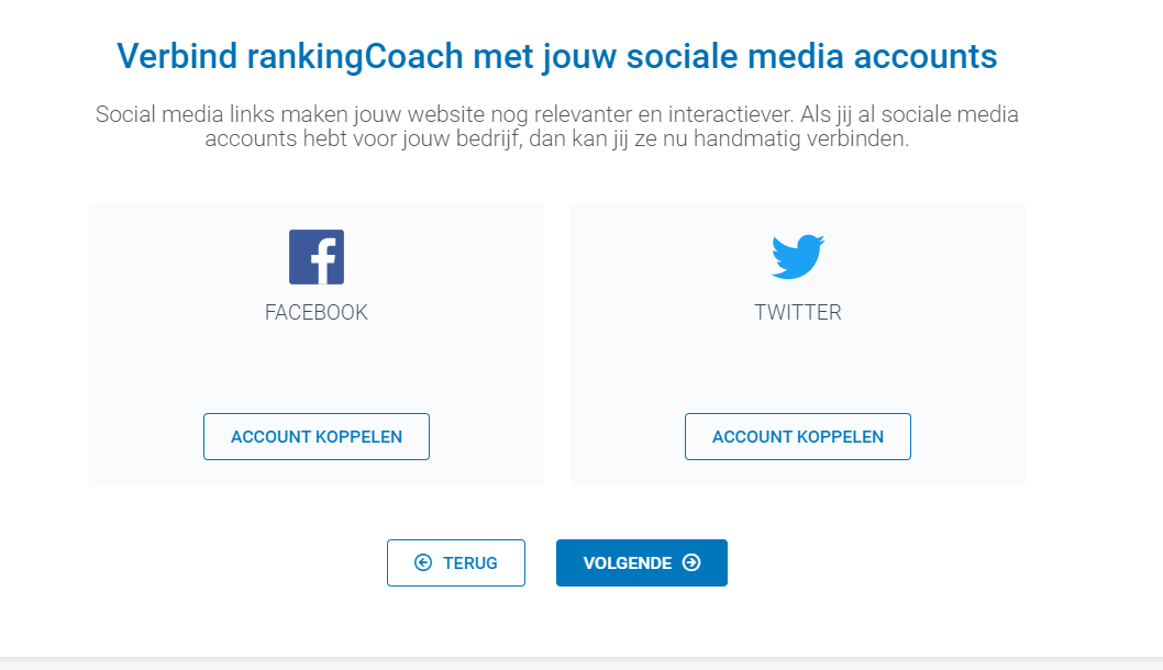 socialmediakanalen met rankingCoach verbinden