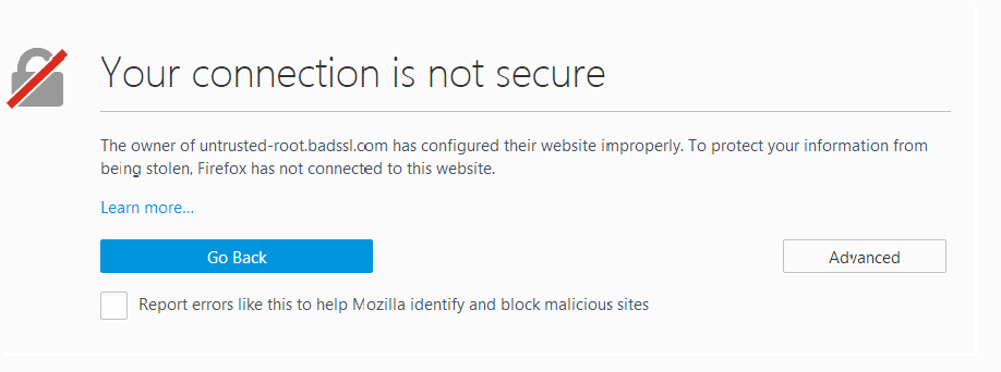 Firefox waarschuwing bij SSL-fouten