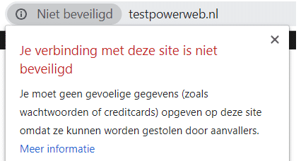 Browser: Deze website is niet beveiligd