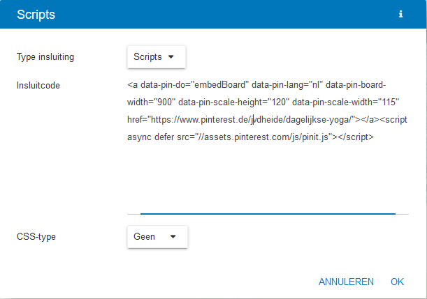 Embed code invoegen