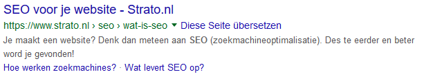 Google search snippet als voorbeeld