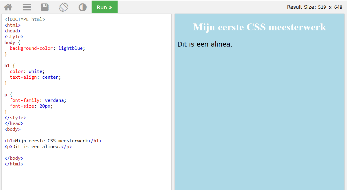 CSS tryit editor: een eerste poging