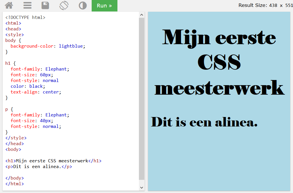 CSS tryit editor: experimenteren met lettertypes