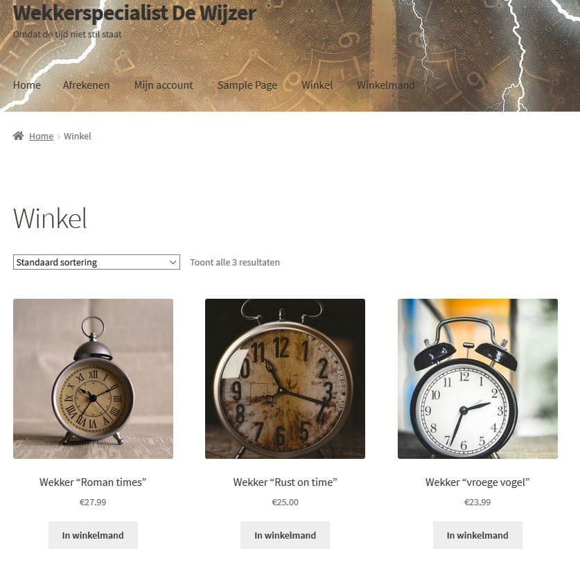 Je eigen webshop starten met WooCommerce - Voorbeeld van shoppagina met WooCommerce
