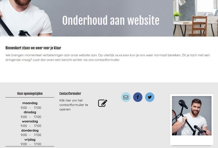 STRATO Sitebuilder: voorbeeld van een onderhoudspagina