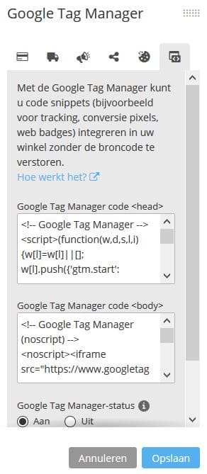 Screenshot STRATO webshop Now: Google Tag Manager 