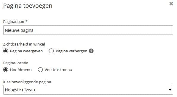 Screenshot STRATO webshop Now: pagina-links aan hoofd- of voettekstmenu toewijzen