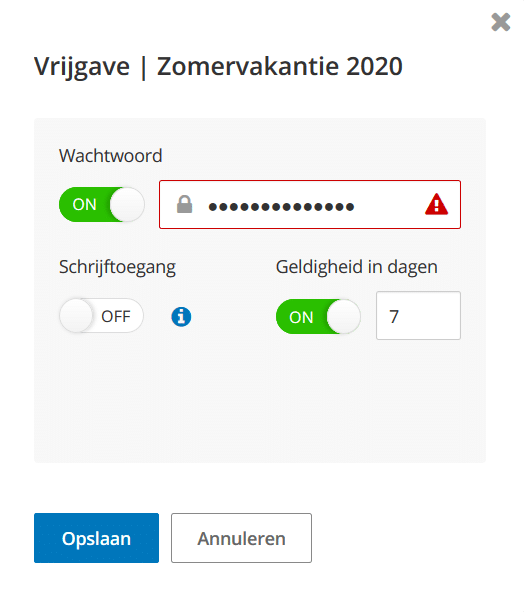 Hidrive wachtwoord voor een gedeelde map instellen