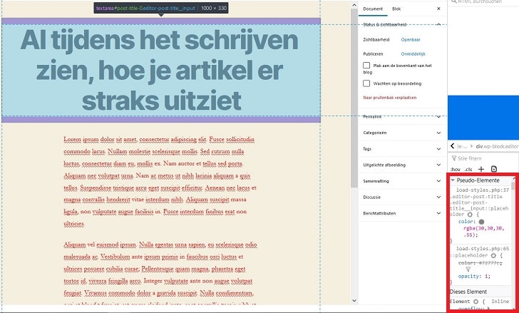 CSS-opmaakinstructies opsporen met de inspectortool (Mozilla Firefox)