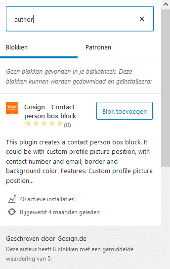 WordPress 5.5: zoekfunctie in de block-directory