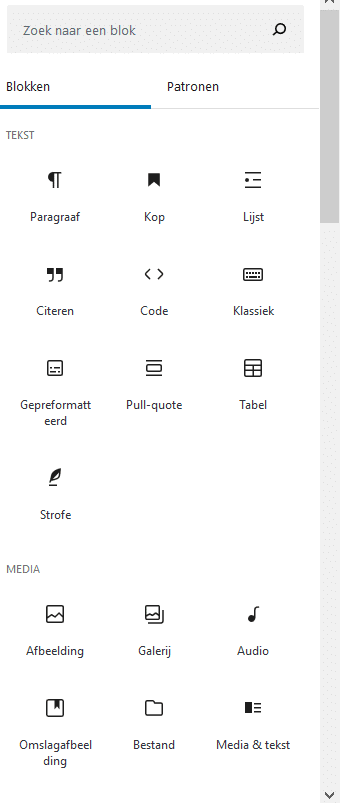 WordPress 5.5: block-directory als overzicht bij het schrijven van je blogpost