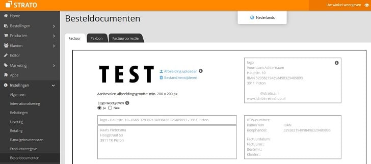 STRATO Webshop Now: een eigen logo voor je factuur