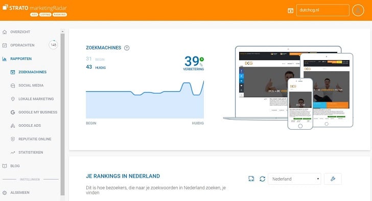 Je zoekmachinerankings in STRATO marketingRadar