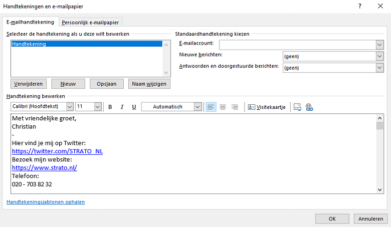 Kopieer de handtekening uit Webmail naar Outlook