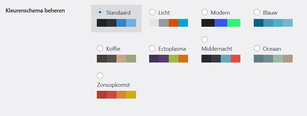 WordPress 5.7: nieuwe kleurschema's