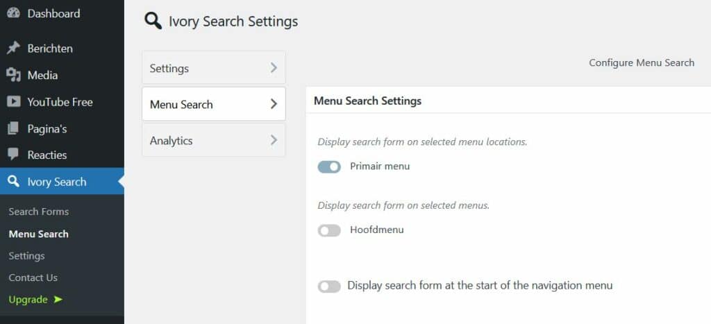 WordPress plug-in Ivory Search: kies de locatie van het zoekveld