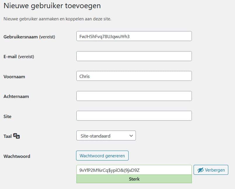 WordPress: een nieuwe gebruiker toevoegen