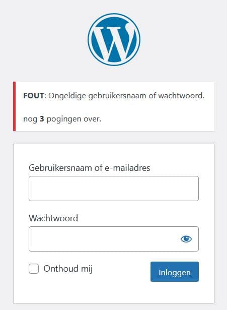 WordPress inloggen - ongeldige gebruikersnaam of wachtwoord