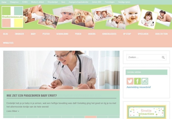 Screenshot van de website oudersenzo.nl