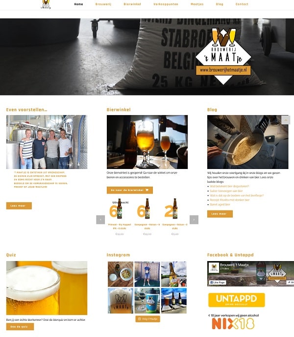 De website van Brouwerij 't Maatje  "brouwerijhetmaatje.nl"