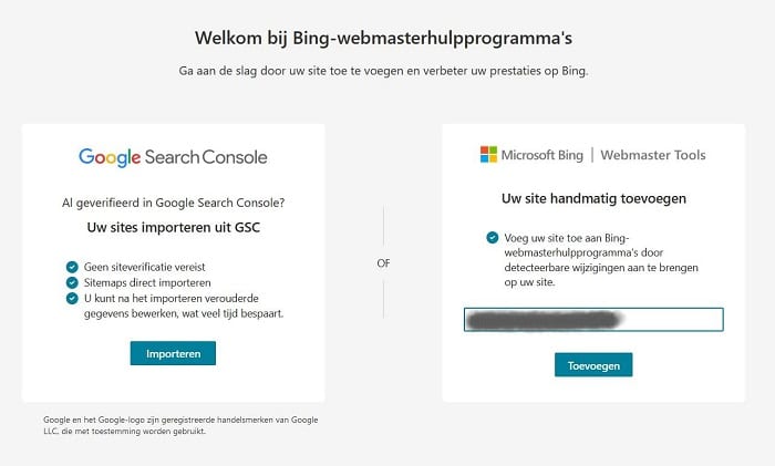 Je website aanmelden bij Microsoft Bing