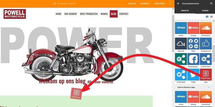 Bloggen met Sitebuilder: de FlatPress-widget invoegen