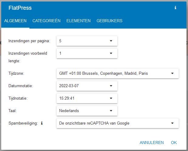 Bloggen met Sitebuilder: de FlatPress-widget instellen