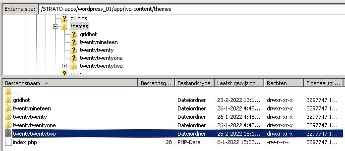 WordPress STRATO: met een FTP-programma kun je de directorystructuur van je webspace bekijken 