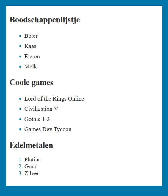 Opsommingstekens aanpassen met CSS: HTML met een beetje CSS