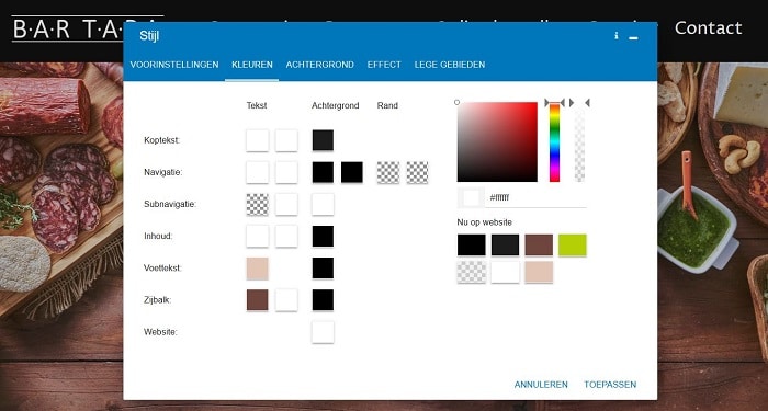 STRATO Sitebuilder: het kleurenschema van je website wijzigen