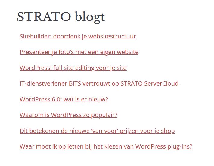 RSS-widget in WordPress - weergave op website