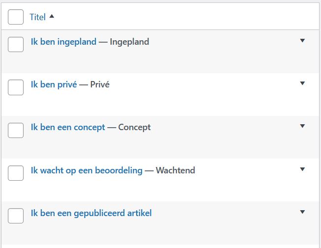 WordPress - het overzicht van alle artikelen in de backend