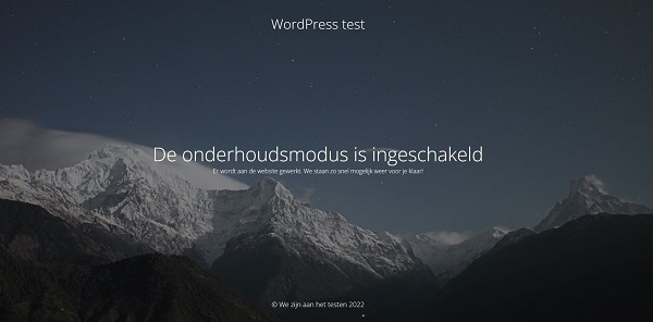 WordPress plug-in Maintenance - preview van onderhoudsmodus