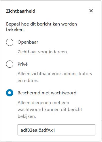 WordPress bericht of pagina met een wachtwoord beschermen - wachtwoord instellen