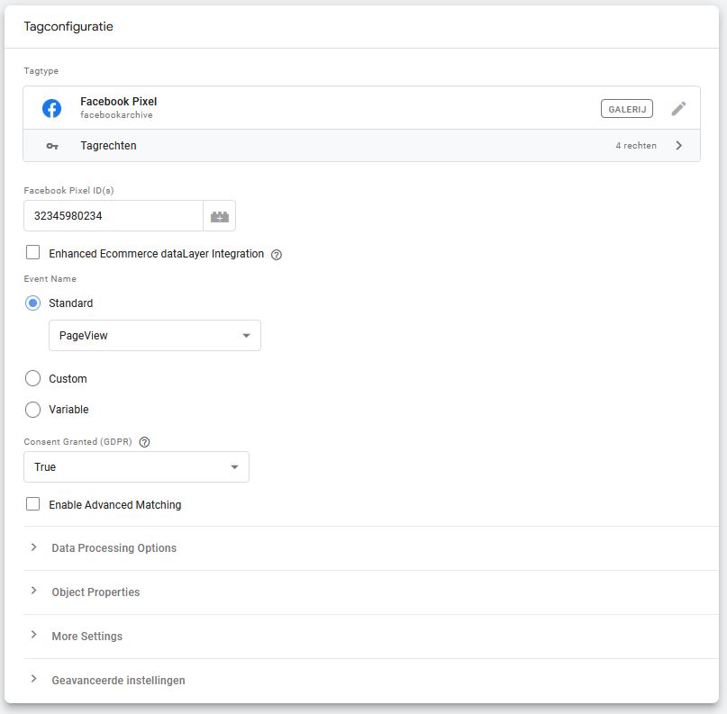 De Facebook pixel toevoegen aan de Google Tag Manager