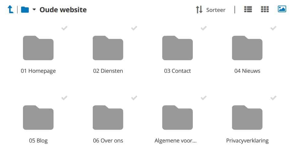 De bestanden van je oude website