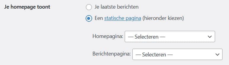 WordPress - je homepage toont een statische pagina