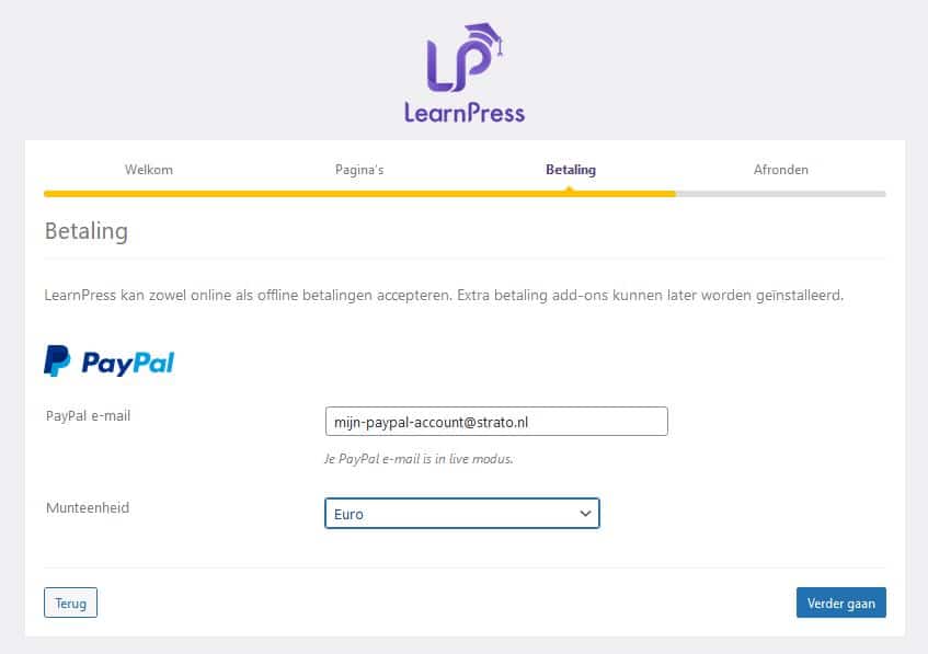 LearnPress met je PayPal-account verbinden