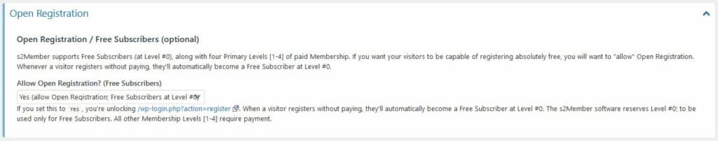 s2Member: gratis leden kunnen zich ook aanmelden als je open registration aanvinkt