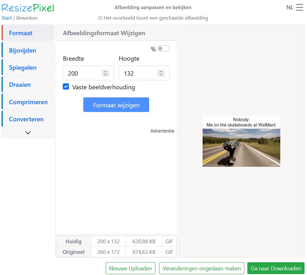 Met ResizePixel kun je ook GIF-bestanden optimaliseren