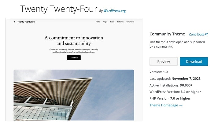 WordPress standaardthema Twenty Twenty-Four